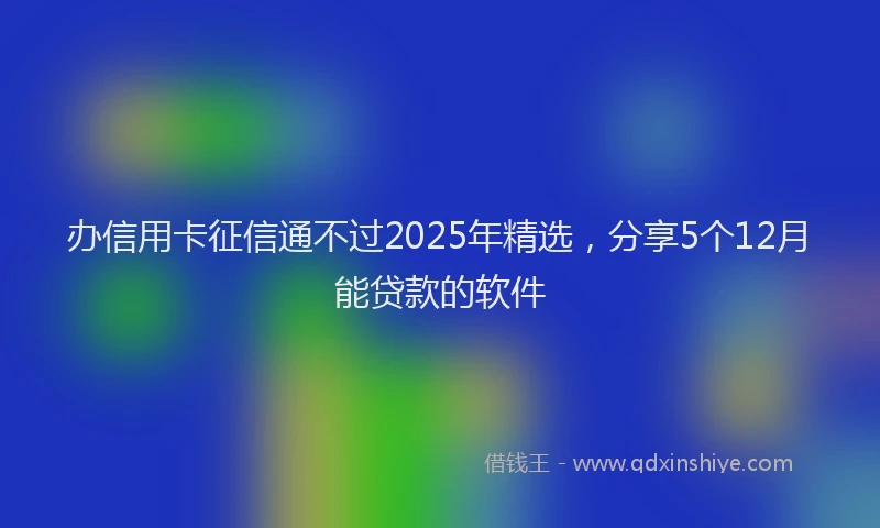 办信用卡征信通不过2025年精选，分享5个12月能贷款的软件