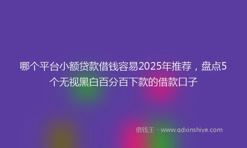 哪个平台小额贷款借钱容易2025年推荐，盘点5个无视黑白百分百下款的借款口子