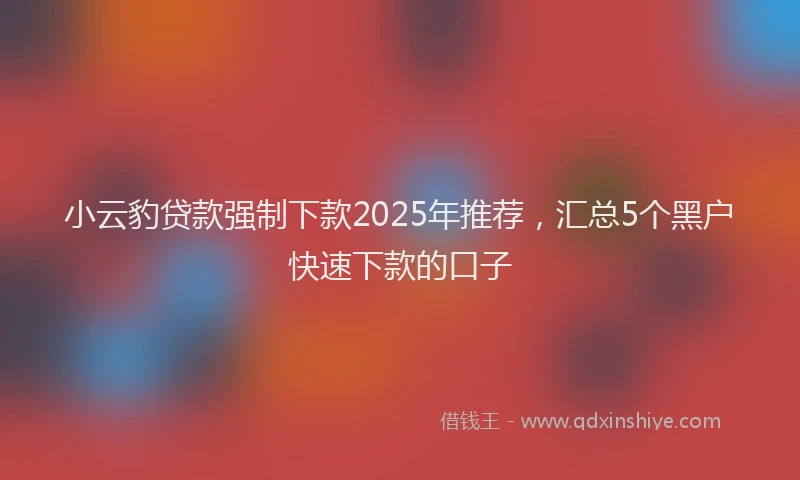 小云豹贷款强制下款2025年推荐，汇总5个黑户快速下款的口子