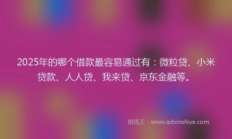 2025年的哪个借款最容易通过有：微粒贷、小米贷款、人人贷、我来贷、京东金融等。