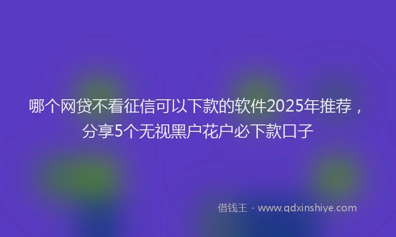 哪个网贷不看征信可以下款的软件2025年推荐，分享5个无视黑户花户必下款口子