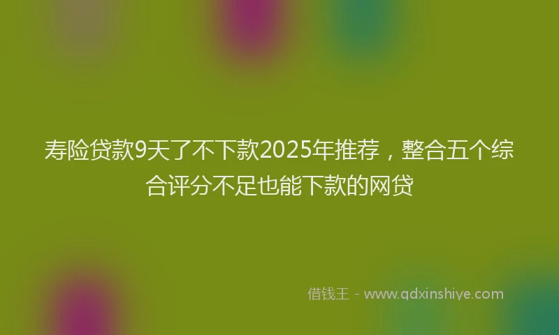 寿险贷款9天了不下款2025年推荐，整合五个综合评分不足也能下款的网贷