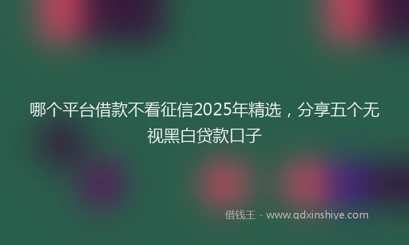 哪个平台借款不看征信2025年精选，分享五个无视黑白贷款口子