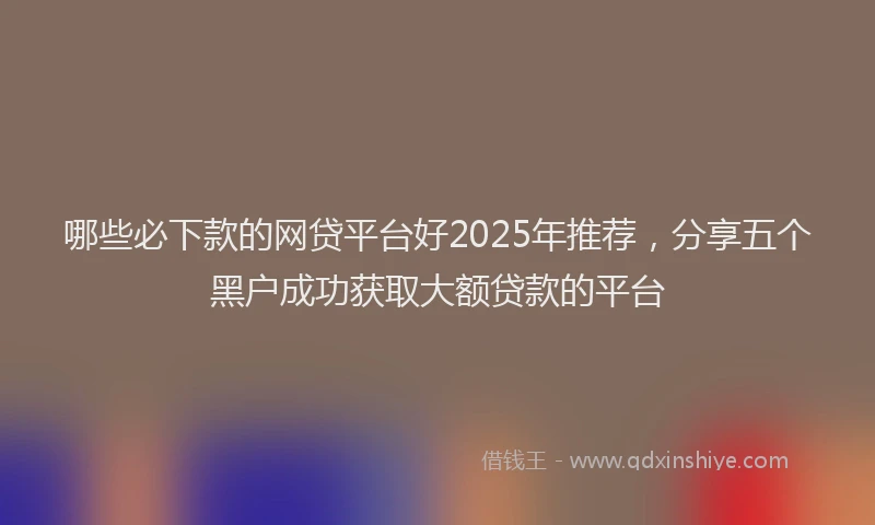 哪些必下款的网贷平台好2025年推荐，分享五个黑户成功获取大额贷款的平台