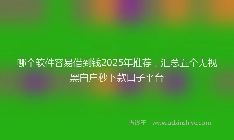 哪个软件容易借到钱2025年推荐，汇总五个无视黑白户秒下款口子平台