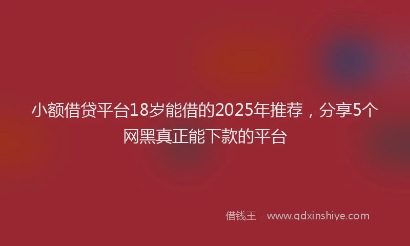小额借贷平台18岁能借的2025年推荐，分享5个网黑真正能下款的平台