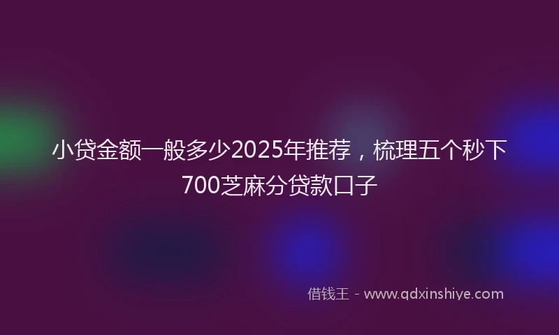 小贷金额一般多少2025年推荐，梳理五个秒下700芝麻分贷款口子