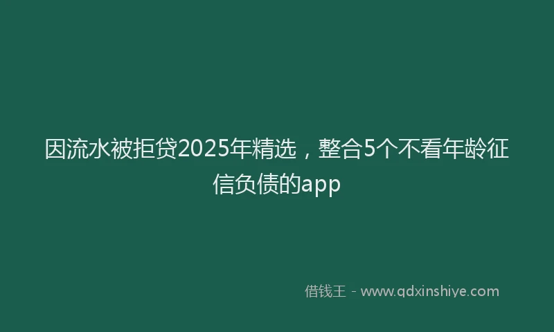 因流水被拒贷2025年精选，整合5个不看年龄征信负债的app