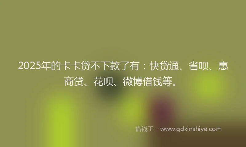 2025年的卡卡贷不下款了有：快贷通、省呗、惠商贷、花呗、微博借钱等。