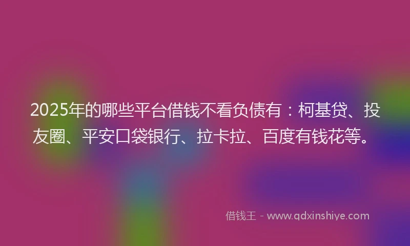 2025年的哪些平台借钱不看负债有：柯基贷、投友圈、平安口袋银行、拉卡拉、百度有钱花等。