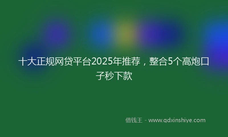 十大正规网贷平台2025年推荐，整合5个高炮口子秒下款