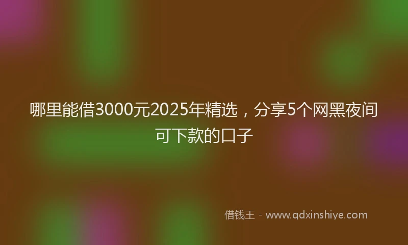 哪里能借3000元2025年精选，分享5个网黑夜间可下款的口子