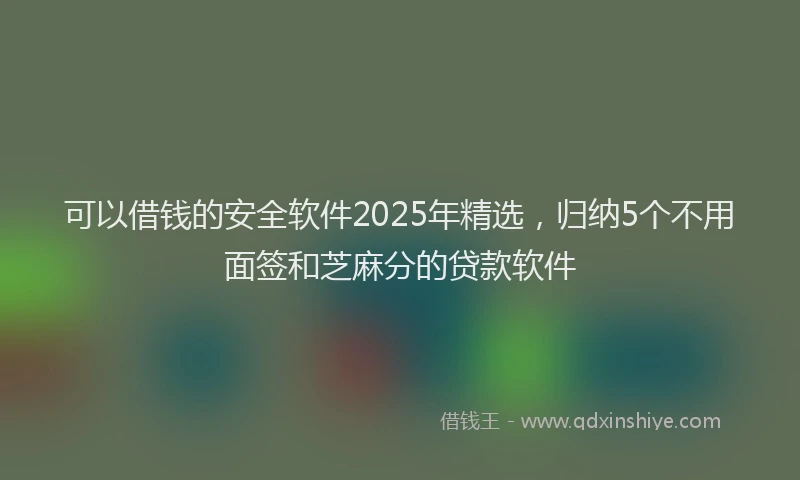 可以借钱的安全软件2025年精选，归纳5个不用面签和芝麻分的贷款软件