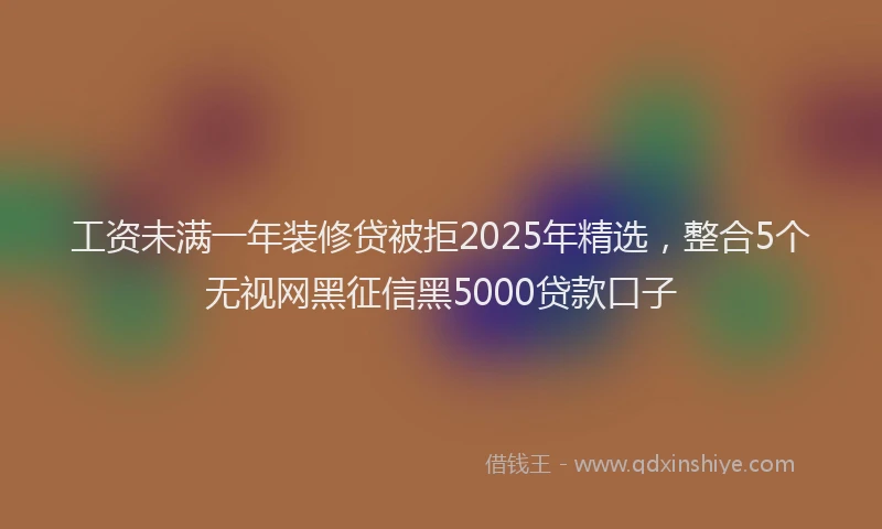 工资未满一年装修贷被拒2025年精选，整合5个无视网黑征信黑5000贷款口子