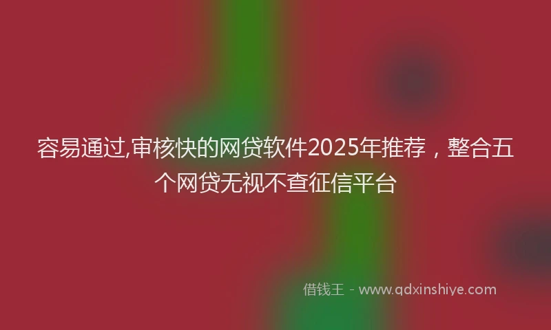 容易通过,审核快的网贷软件2025年推荐，整合五个网贷无视不查征信平台