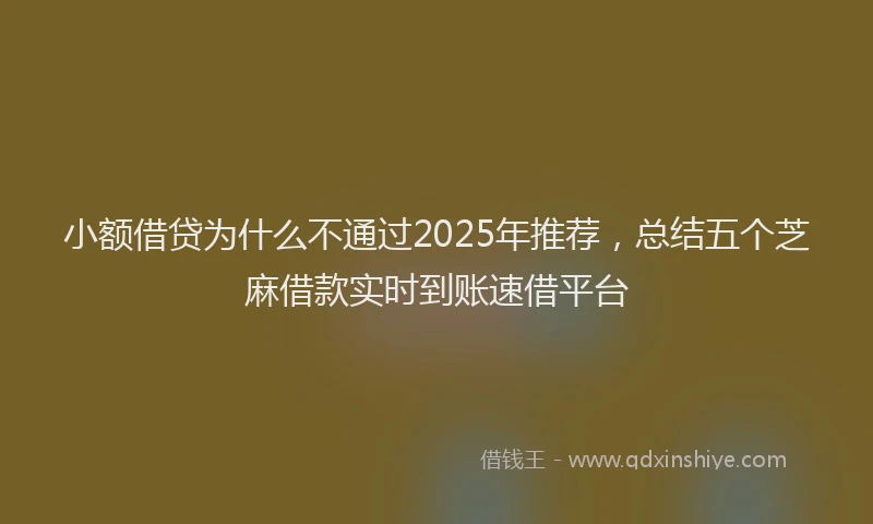 小额借贷为什么不通过2025年推荐，总结五个芝麻借款实时到账速借平台