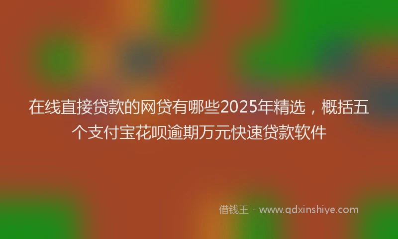 在线直接贷款的网贷有哪些2025年精选，概括五个支付宝花呗逾期万元快速贷款软件
