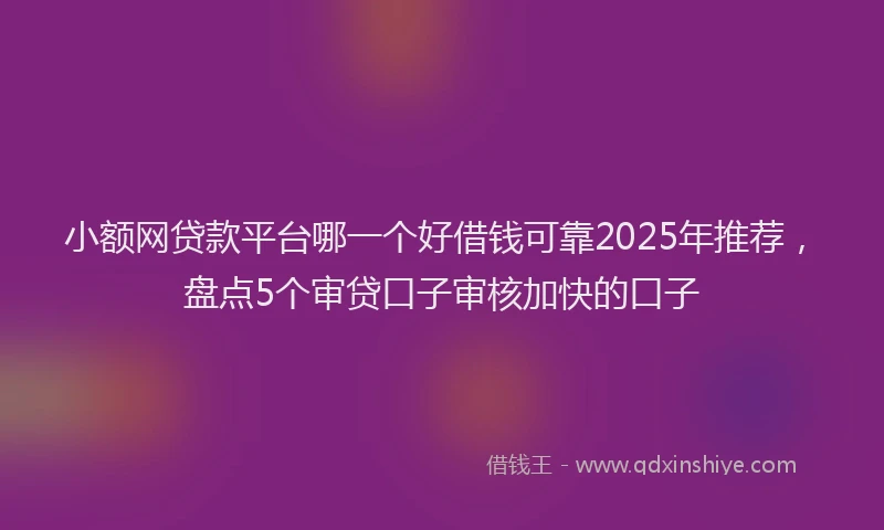 小额网贷款平台哪一个好借钱可靠2025年推荐，盘点5个审贷口子审核加快的口子