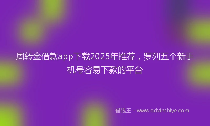 周转金借款app下载2025年推荐，罗列五个新手机号容易下款的平台
