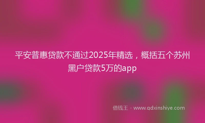 平安普惠贷款不通过2025年精选，概括五个苏州黑户贷款5万的app