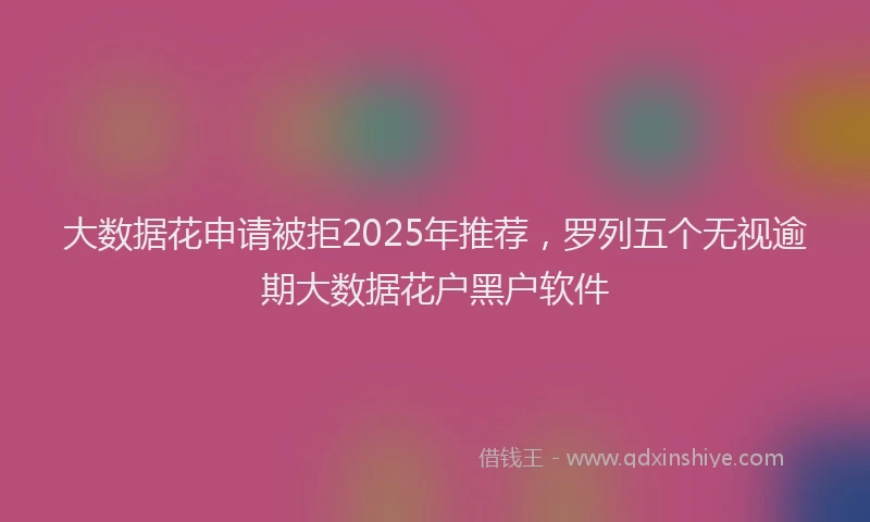 大数据花申请被拒2025年推荐，罗列五个无视逾期大数据花户黑户软件