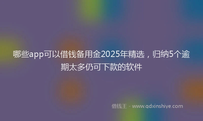 哪些app可以借钱备用金2025年精选，归纳5个逾期太多仍可下款的软件