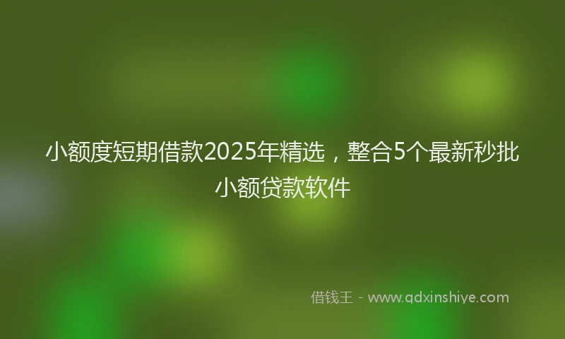 小额度短期借款2025年精选，整合5个最新秒批小额贷款软件
