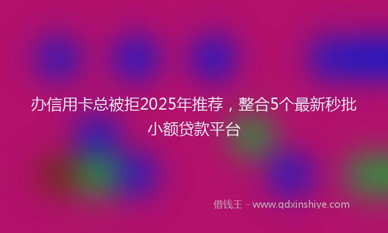 办信用卡总被拒2025年推荐，整合5个最新秒批小额贷款平台