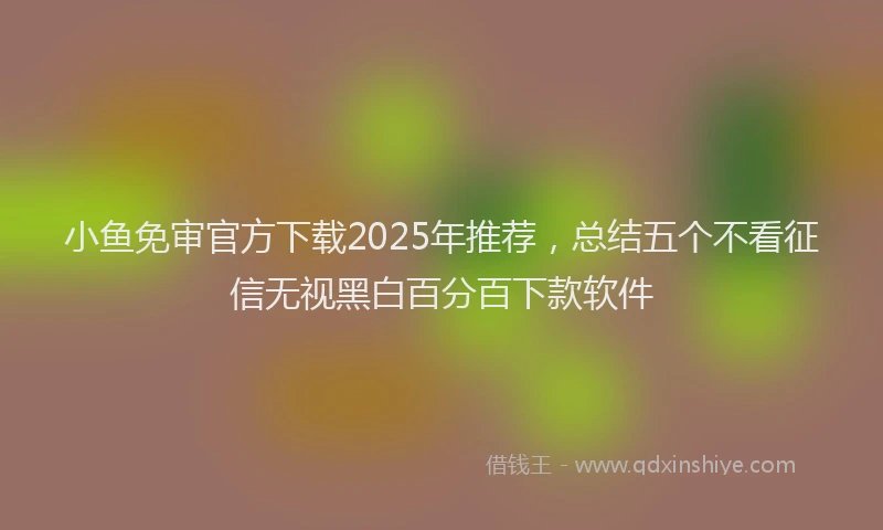 小鱼免审官方下载2025年推荐，总结五个不看征信无视黑白百分百下款软件