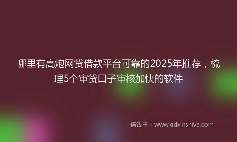 哪里有高炮网贷借款平台可靠的2025年推荐，梳理5个审贷口子审核加快的软件