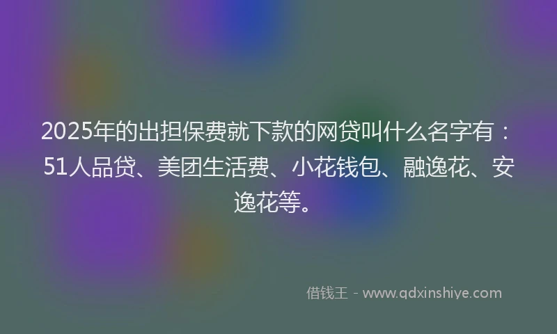 2025年的出担保费就下款的网贷叫什么名字有：51人品贷、美团生活费、小花钱包、融逸花、安逸花等。