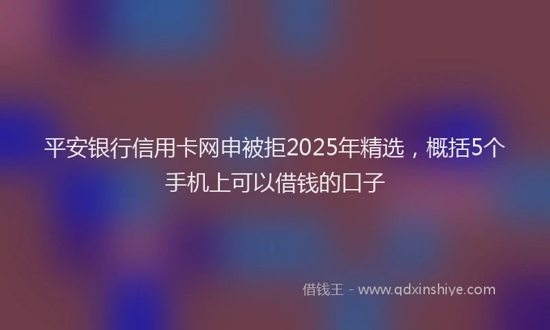 平安银行信用卡网申被拒2025年精选，概括5个手机上可以借钱的口子