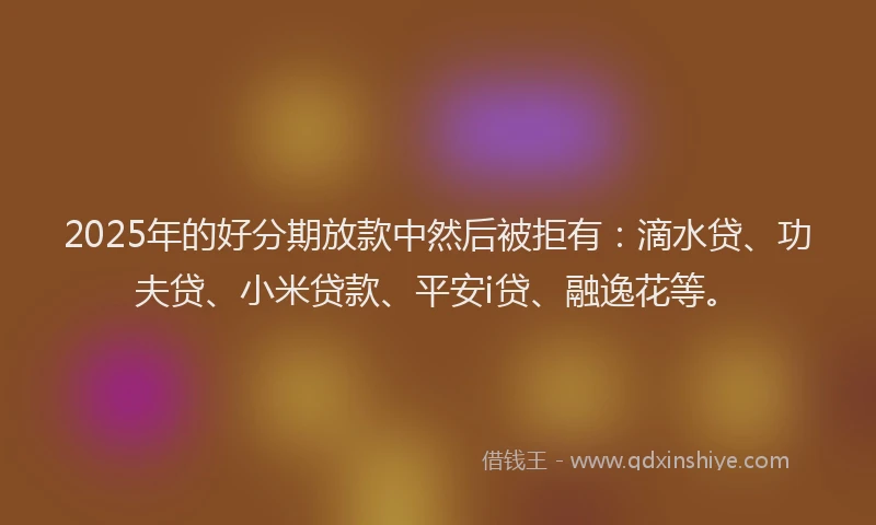 2025年的好分期放款中然后被拒有：滴水贷、功夫贷、小米贷款、平安i贷、融逸花等。