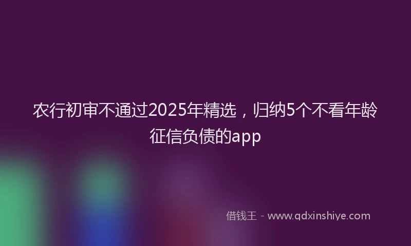 农行初审不通过2025年精选，归纳5个不看年龄征信负债的app