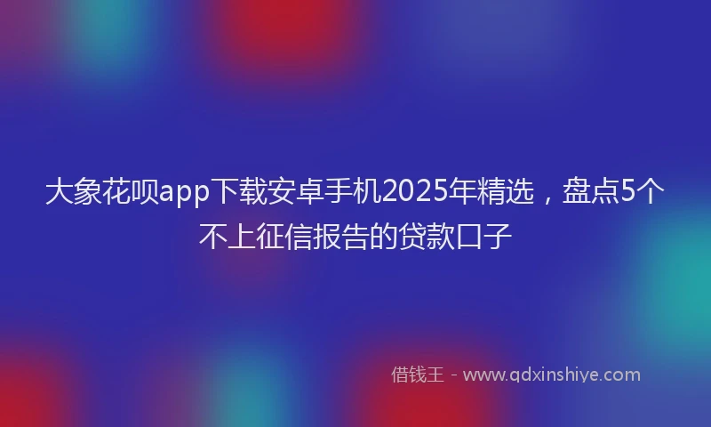 大象花呗app下载安卓手机2025年精选，盘点5个不上征信报告的贷款口子