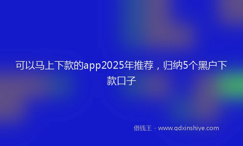 可以马上下款的app2025年推荐，归纳5个黑户下款口子