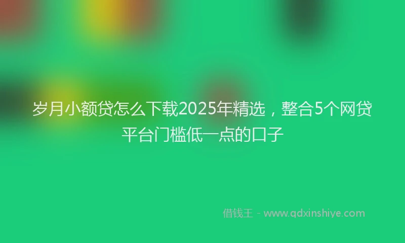 岁月小额贷怎么下载2025年精选，整合5个网贷平台门槛低一点的口子