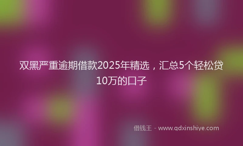 双黑严重逾期借款2025年精选，汇总5个轻松贷10万的口子