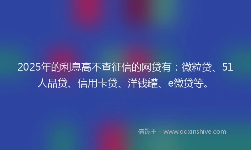 2025年的利息高不查征信的网贷有：微粒贷、51人品贷、信用卡贷、洋钱罐、e微贷等。