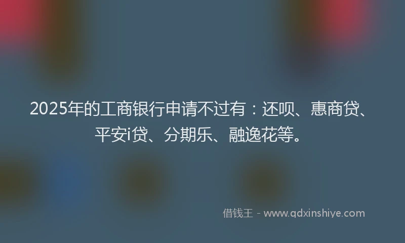 2025年的工商银行申请不过有：还呗、惠商贷、平安i贷、分期乐、融逸花等。