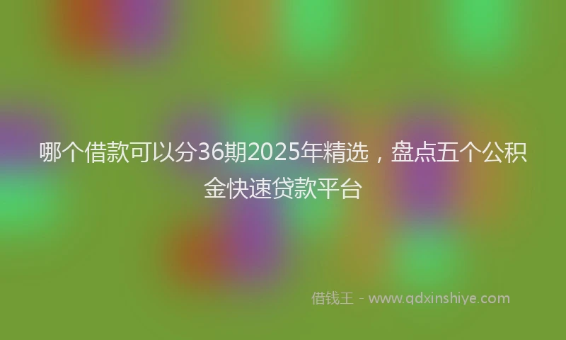 哪个借款可以分36期2025年精选，盘点五个公积金快速贷款平台