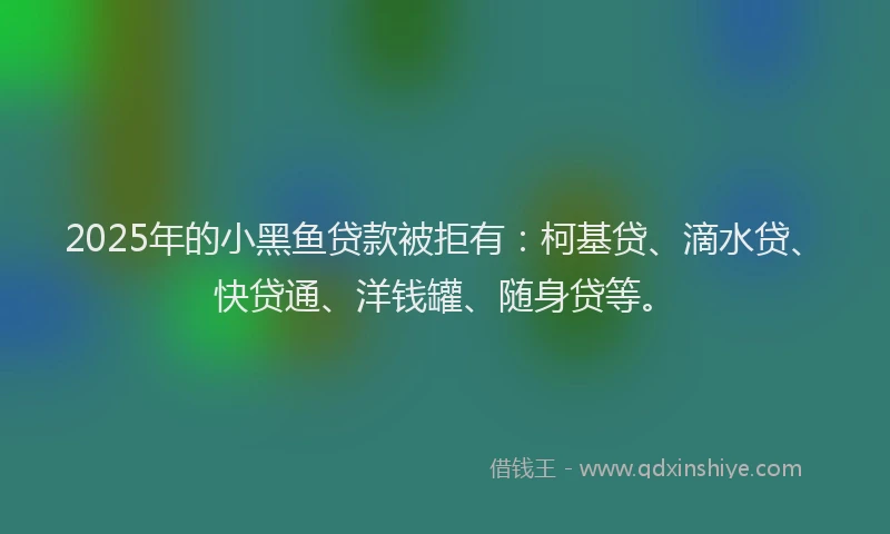 2025年的小黑鱼贷款被拒有：柯基贷、滴水贷、快贷通、洋钱罐、随身贷等。