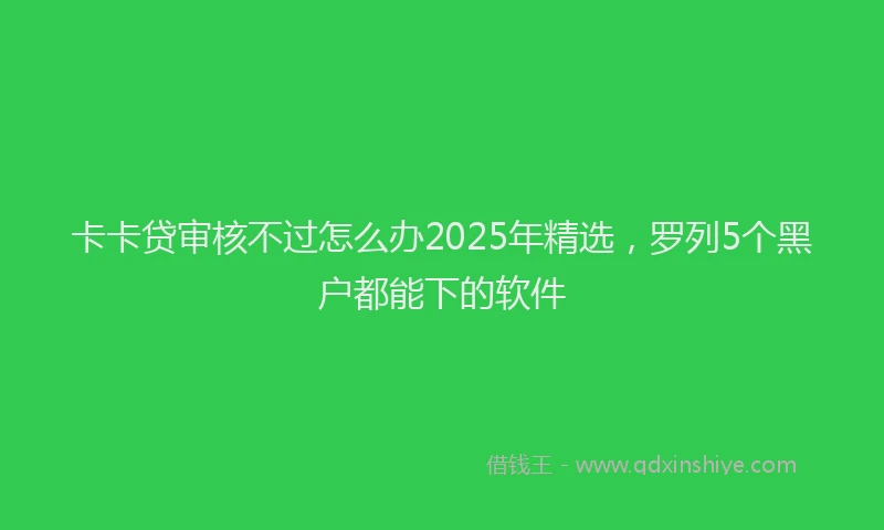 卡卡贷审核不过怎么办2025年精选，罗列5个黑户都能下的软件