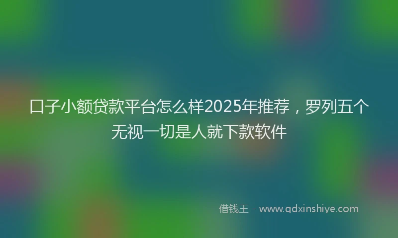 口子小额贷款平台怎么样2025年推荐，罗列五个无视一切是人就下款软件