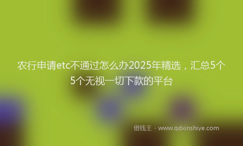 农行申请etc不通过怎么办2025年精选，汇总5个5个无视一切下款的平台