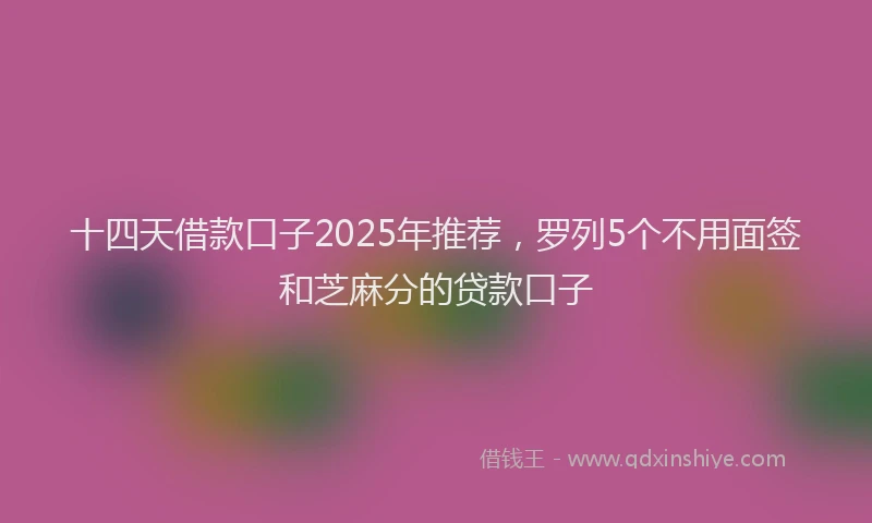 十四天借款口子2025年推荐，罗列5个不用面签和芝麻分的贷款口子