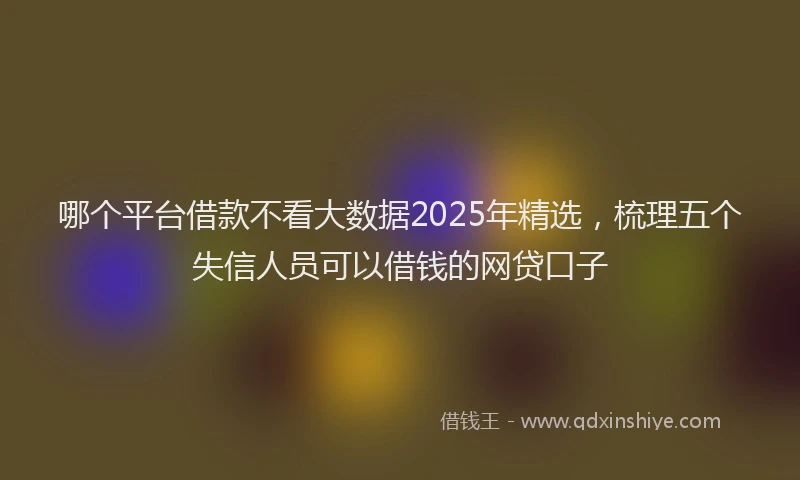 哪个平台借款不看大数据2025年精选，梳理五个失信人员可以借钱的网贷口子