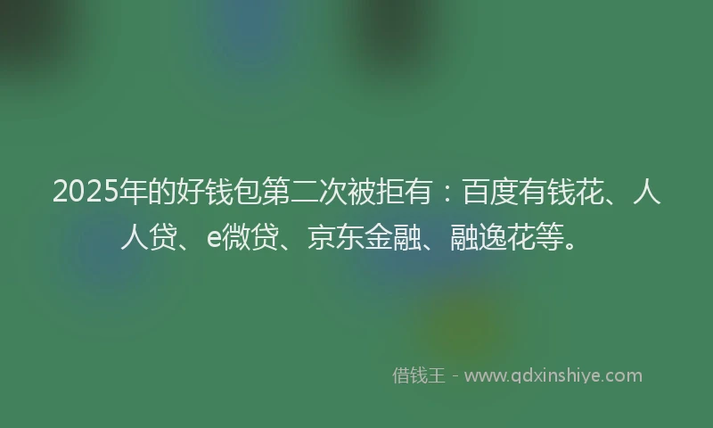 2025年的好钱包第二次被拒有：百度有钱花、人人贷、e微贷、京东金融、融逸花等。