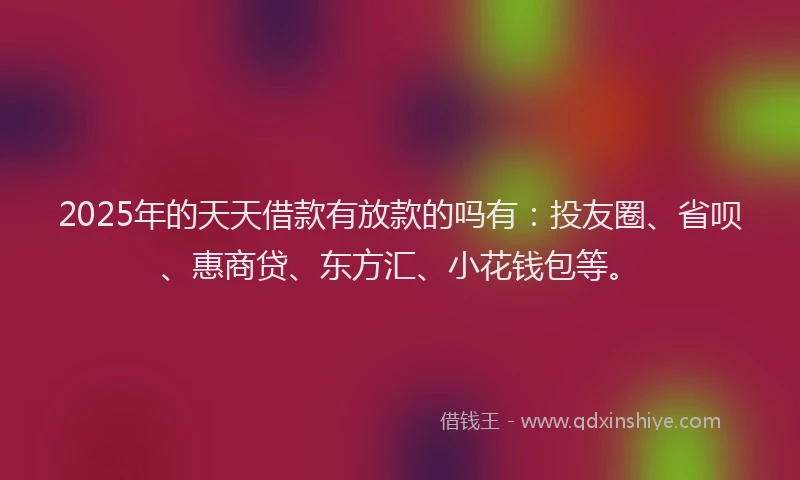2025年的天天借款有放款的吗有：投友圈、省呗、惠商贷、东方汇、小花钱包等。