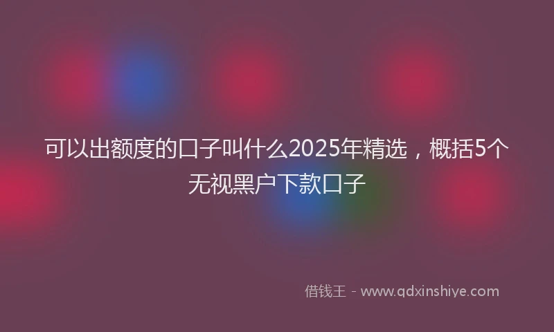 可以出额度的口子叫什么2025年精选，概括5个无视黑户下款口子